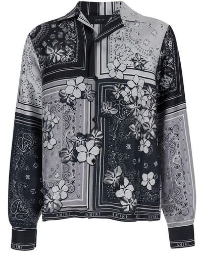 Amiri Bandana Floral Printed Long-sleeved Shirt - Gray
