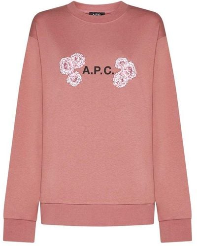 A.P.C. Logo Printed Crewneck Sweatshirt - Pink