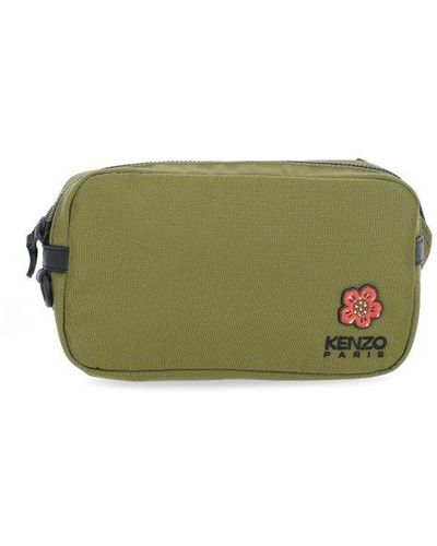 KENZO Logo Embroidered Zip-up Belt Bag - Green