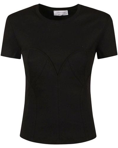 Blumarine Corset Detailed Crewneck T-shirt - Black