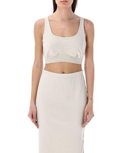 Nike Chill Terry Sleeveless Cropped Top - White