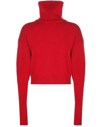 Alexander McQueen Funnel Neck Zipped Sweater - Red