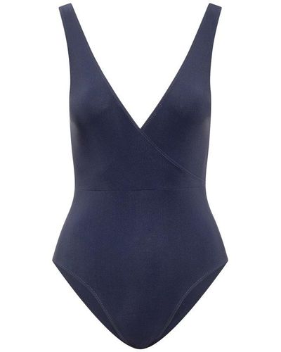 Lido V-neck Stretched Swimsuit - Blue