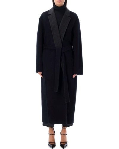 Givenchy Belted Waist Long Sleeved Coat - Black