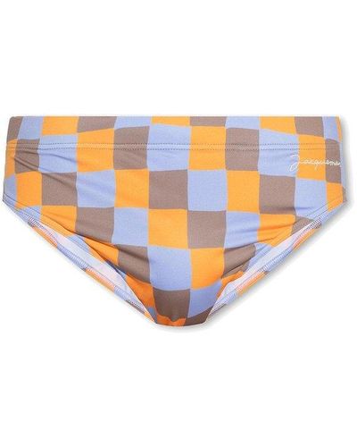 Jacquemus 'orange Damier' Swim Briefs - Multicolor