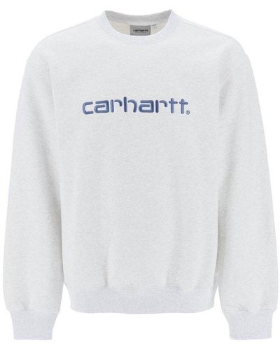Carhartt Crew Neck Sweatshirt With Logo Embroidery - White