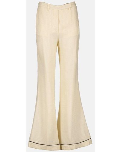 Prada High Waist Tonal Stitched Trousers - Natural