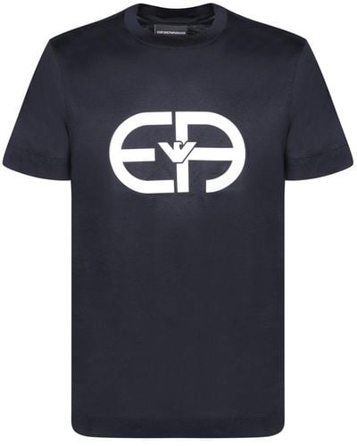 Emporio Armani Logo Printed Crewneck T-shirt - Blue