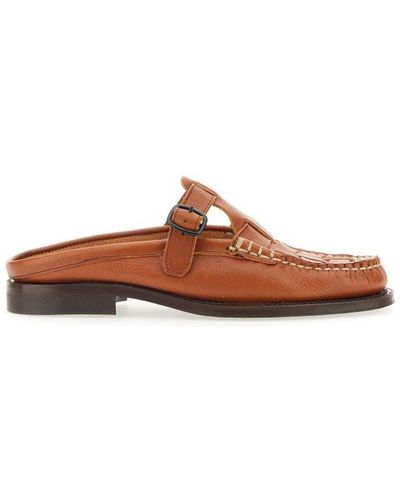 Hereu Interwoven T-bar Mules - Brown