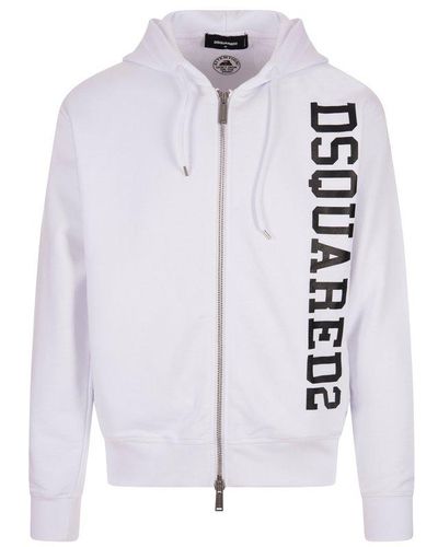 DSquared² Cool Fit Zipped Hoodie - White