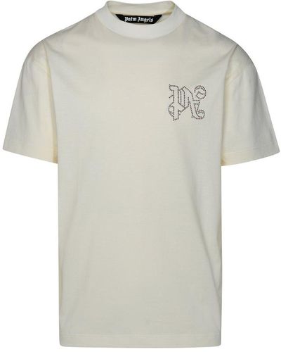 Palm Angels Monogram Embellished Crewneck T-shirt - White