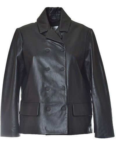 Sportmax Boxy-fit Leather Jacket - Black