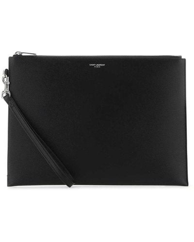 Saint Laurent Leather Tablet Holder - Black