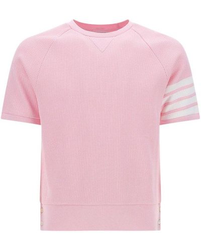 Thom Browne 4-bar Short-sleeved Crewneck T-shirt - Pink