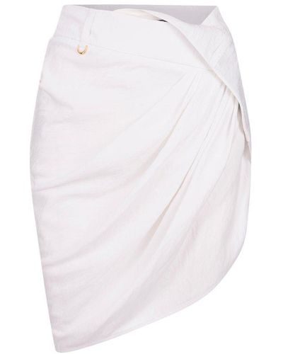 Jacquemus Asymmetrical Draped Mini Skirt - White