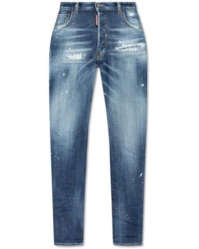 DSquared² Paint Splatter-detailed Distressed Jeans - Blue