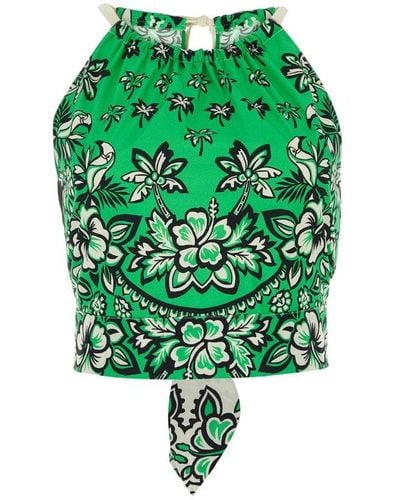 RED Valentino Red Floral-printed Top - Green