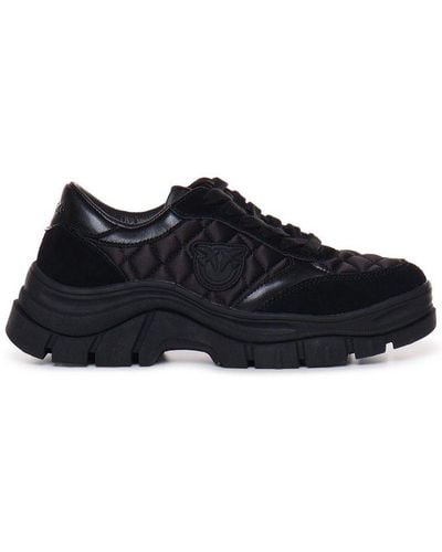 Pinko Memphis Sneakers In Quilted Fabric With Logo - Black