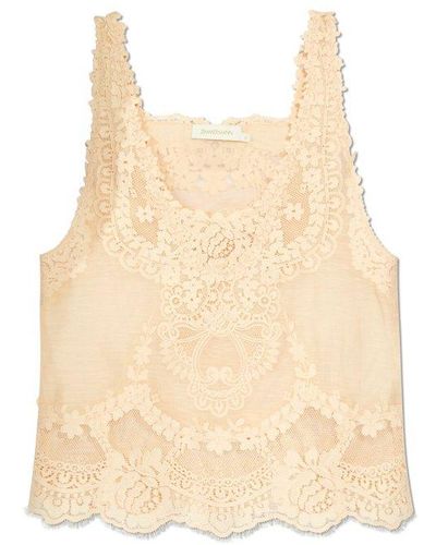 Zimmermann Natura Lace-patch Tank Top - Natural