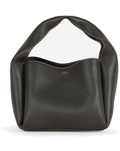 Totême Logo Printed Single-compartment Top Handle Bag - Black