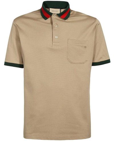 Gucci Web Collar Polo Shirt - Natural