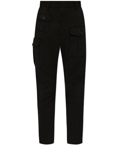 DSquared² Mid-rise Tapered Cargo Trousers - Black