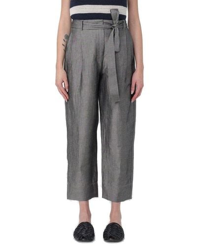 Max Mara Belted Cropped Trousers - Grey