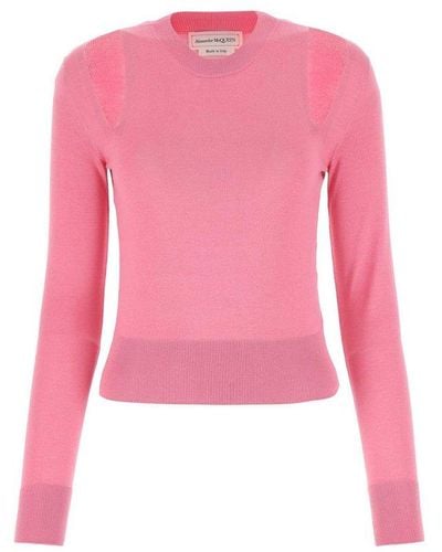 Alexander McQueen Cropped Wool Sweater - Pink