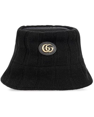 Gucci Bucket Hat With Logo, - Black