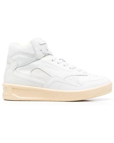 Jil Sander Basket Mid Leather Sneakers - White