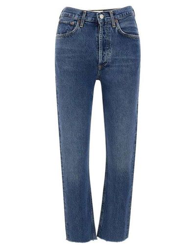 Agolde Riley Slim-fit Cropped Jeans - Blue