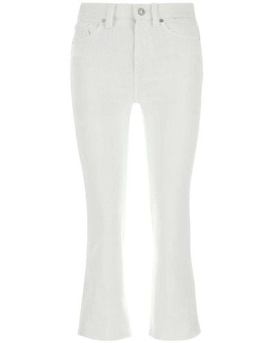 7 For All Mankind Mid-rise Raw-cut Hem Cropped Pants - White