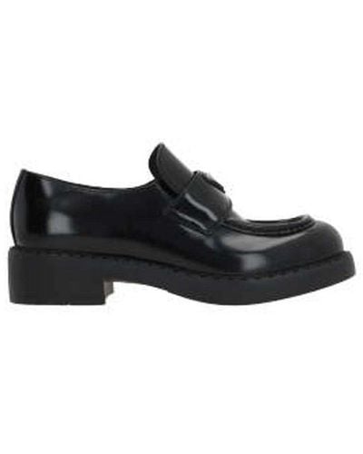 Prada Logo Plaque Slip-on Loafers - Black