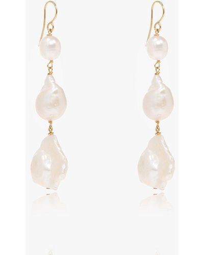 Jil Sander Pearl Earrings, - White
