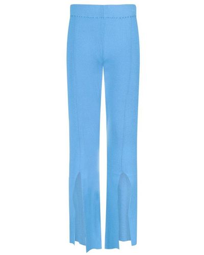 REMAIN Birger Christensen High Waist Front Slit Knitted Pants - Blue