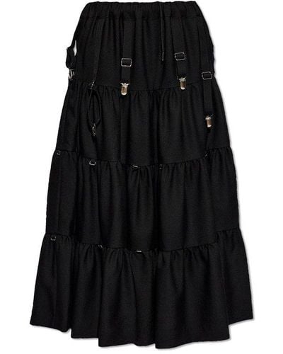 Noir Kei Ninomiya Buckle Detailed Midi Skirt - Black
