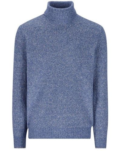 Brunello Cucinelli Turtleneck Knitted Sweater - Blue