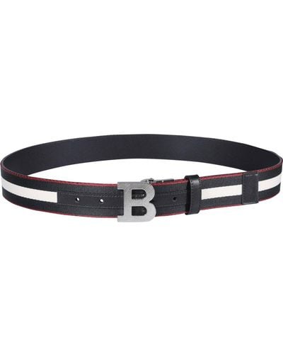 Bally Striped Reversible Logo-buckle Belt - Black