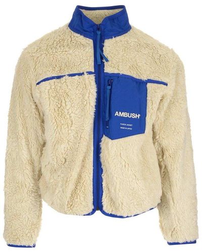 Ambush Logo Print Fleece Jacket - Blue