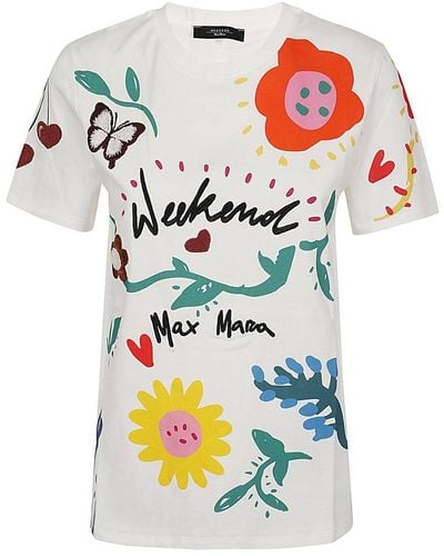 Weekend by Maxmara Graphic Printed Crewneck T-shirt - White
