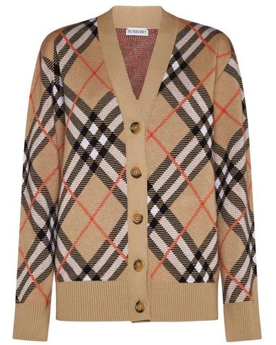 Burberry Check Pattern V-neck Buttoned Cardigan - Brown
