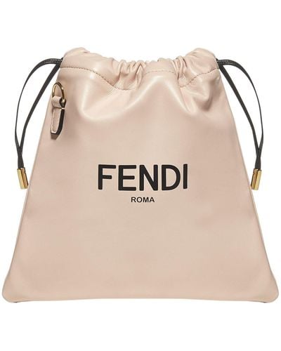 Fendi Logo Printed Drawstring Bag - Pink