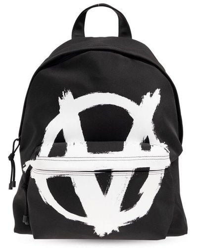 Vetements Logo Printed Backpack - Black