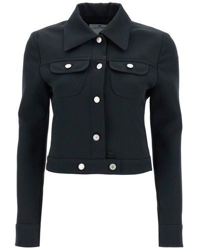 Courreges Trucker Buttoned Long-sleeved Jacket - Black