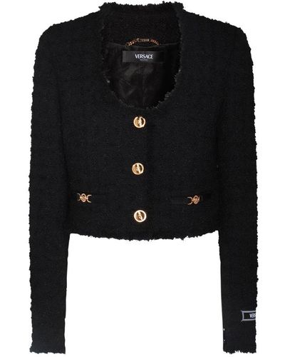 Versace Button-up Cropped Jacket - Black