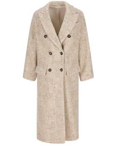 Brunello Cucinelli Double-breasted Checked Coat - Natural