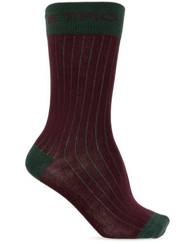 Etro Logo Intarsia-knit Socks - Brown