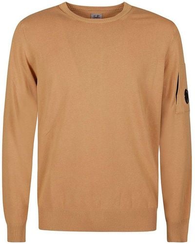 C.P. Company Lens-detailed Crewneck Sweater - Brown