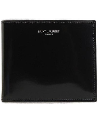 Saint Laurent Logo Embossed Bi-fold Wallet - Black