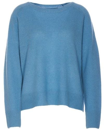 360cashmere Long Sleeved Crewneck Knitted Sweater - Blue